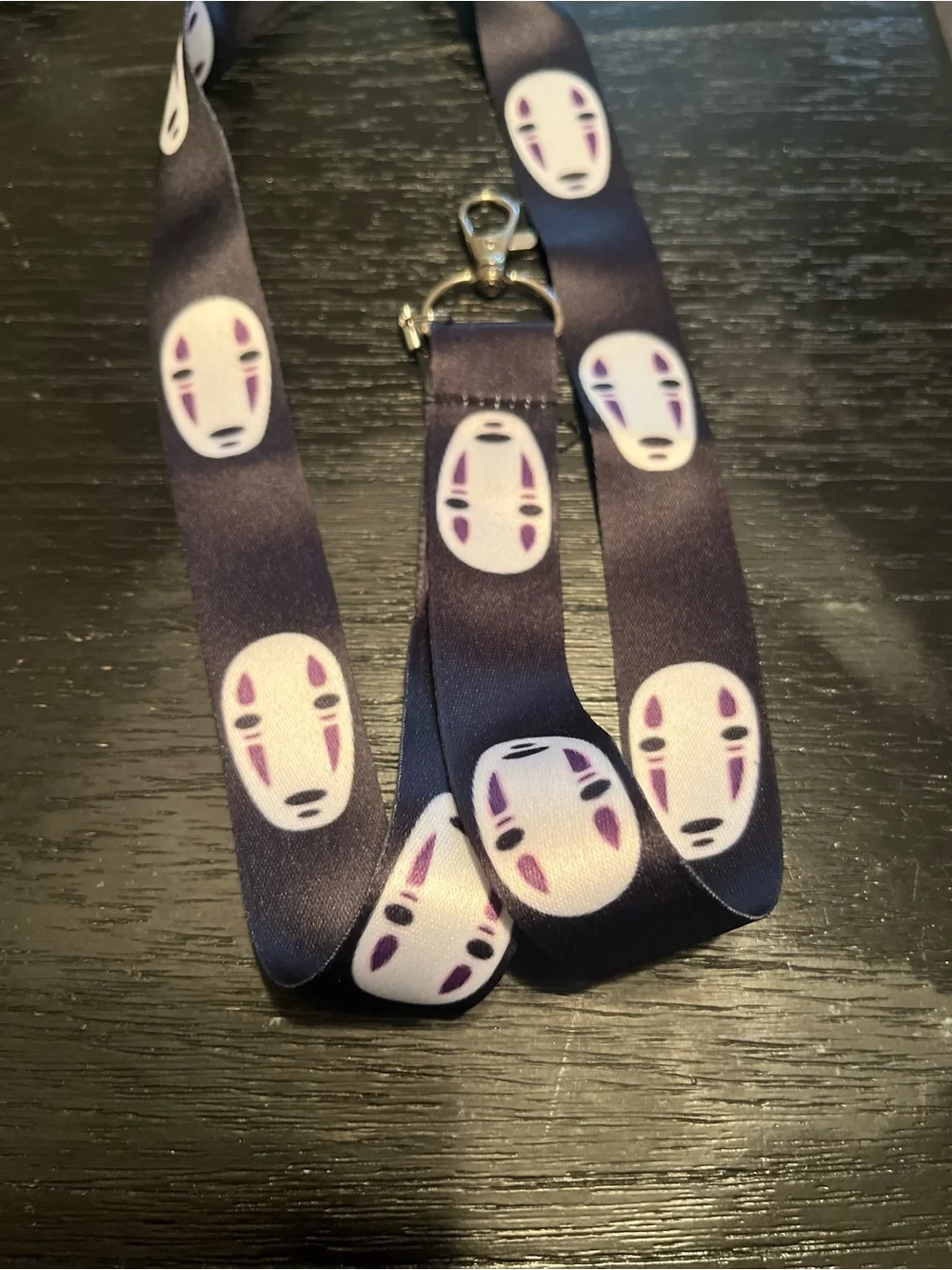 No-Face Themed  Lanyard in Black and White